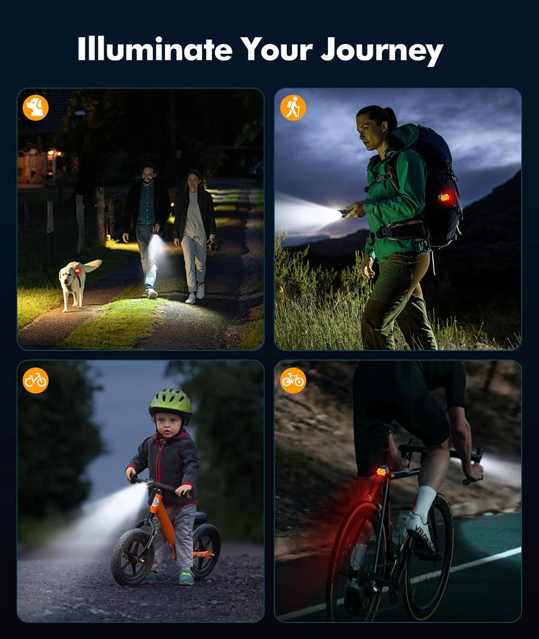 Rechargeable Bike Light Set with 3+6 Modes & Side Lighting – RoadBeam