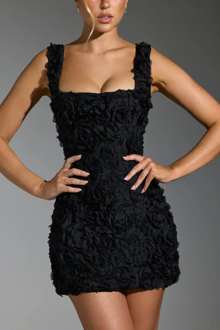 Vestido Minifalda com Corpete Florido - Fleur