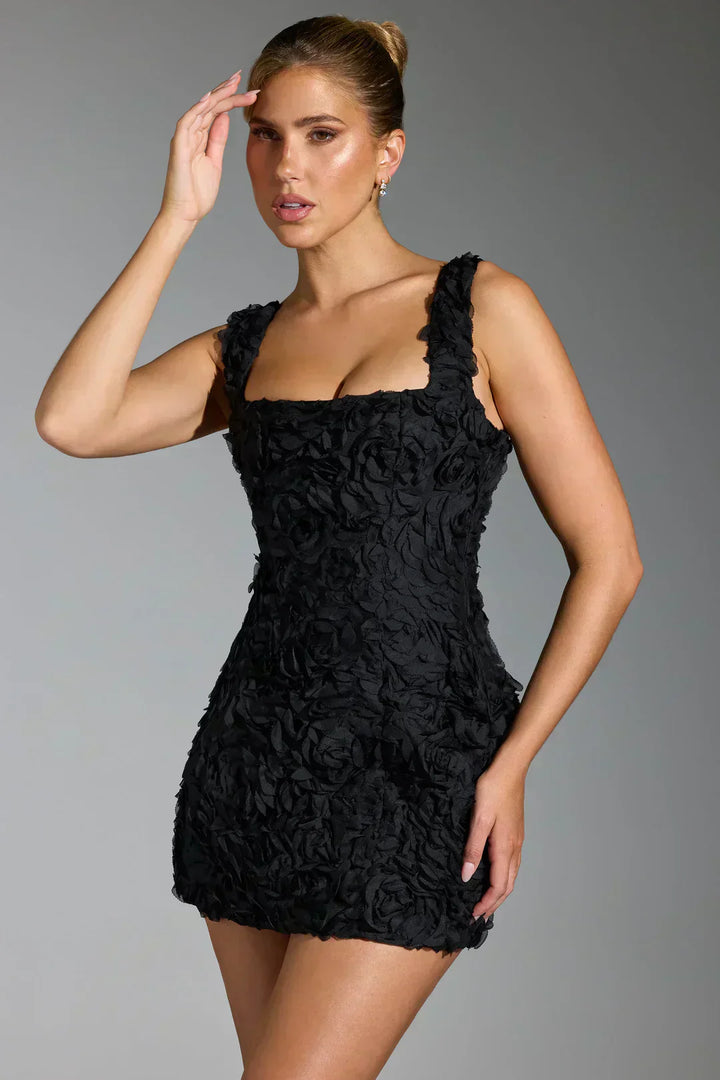 Vestido Minifalda com Corpete Florido - Fleur