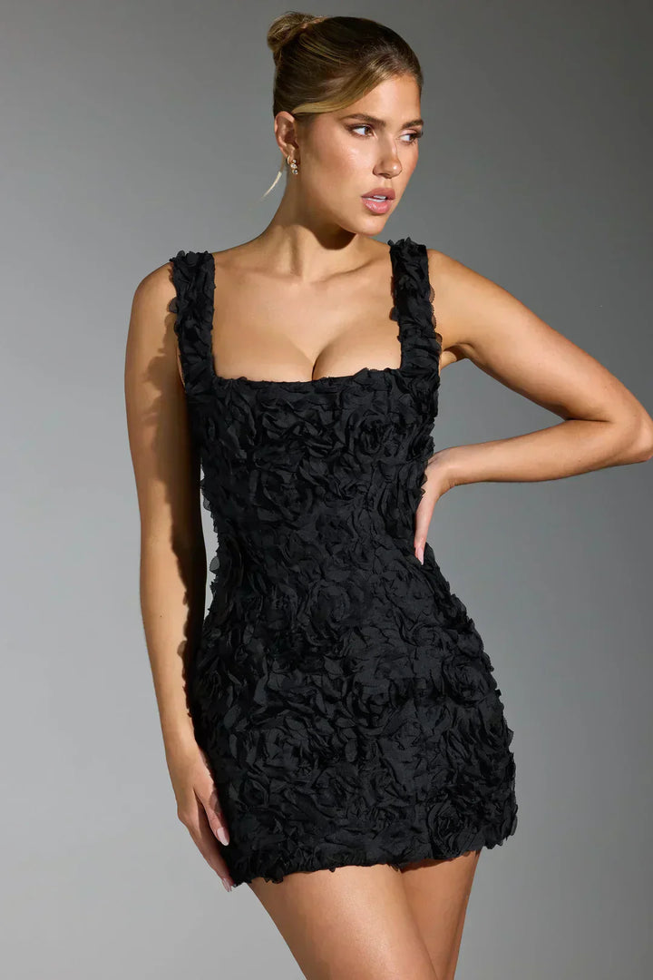 Vestido Minifalda com Corpete Florido - Fleur