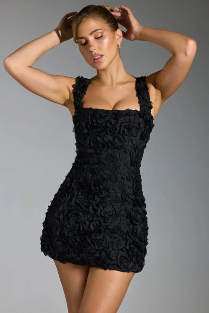 Vestido Minifalda com Corpete Florido - Fleur