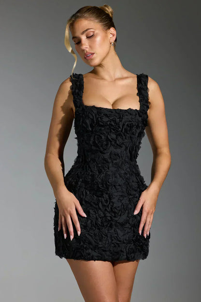 Vestido Minifalda com Corpete Florido - Fleur