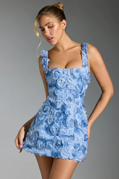 Vestido Minifalda com Corpete Florido - Fleur