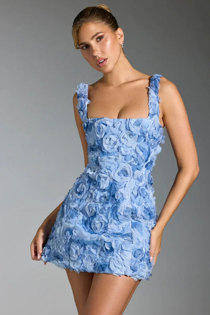 Vestido Minifalda com Corpete Florido - Fleur