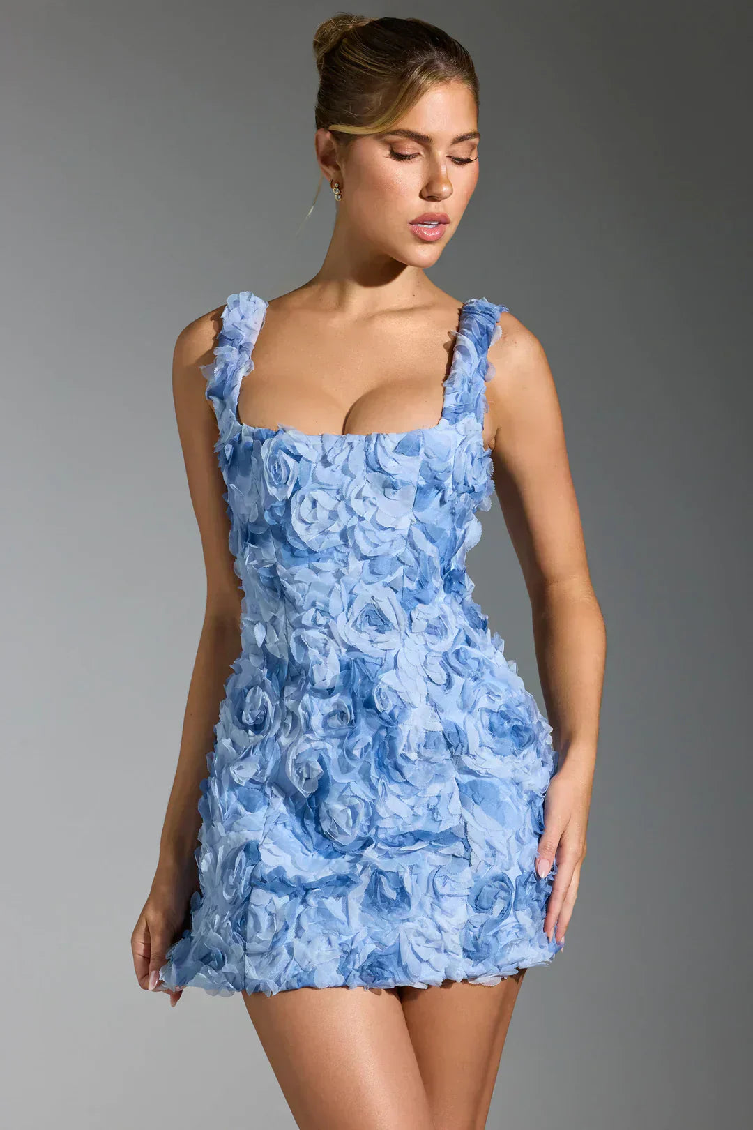 Vestido Minifalda com Corpete Florido - Fleur