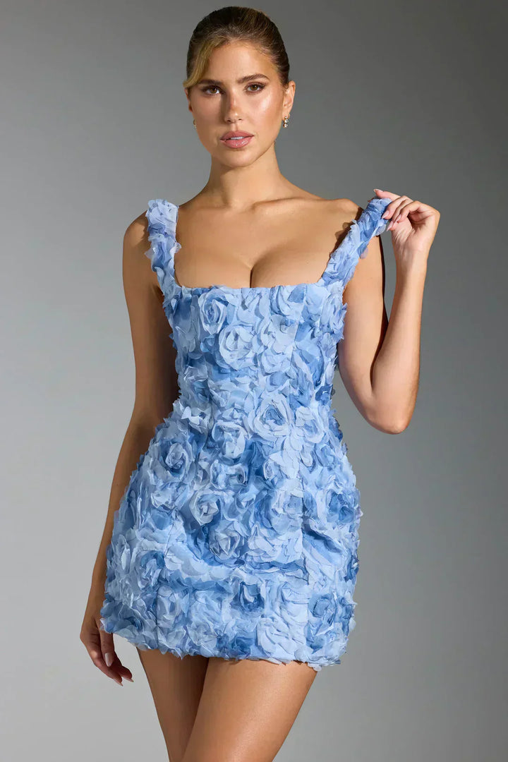 Vestido Minifalda com Corpete Florido - Fleur
