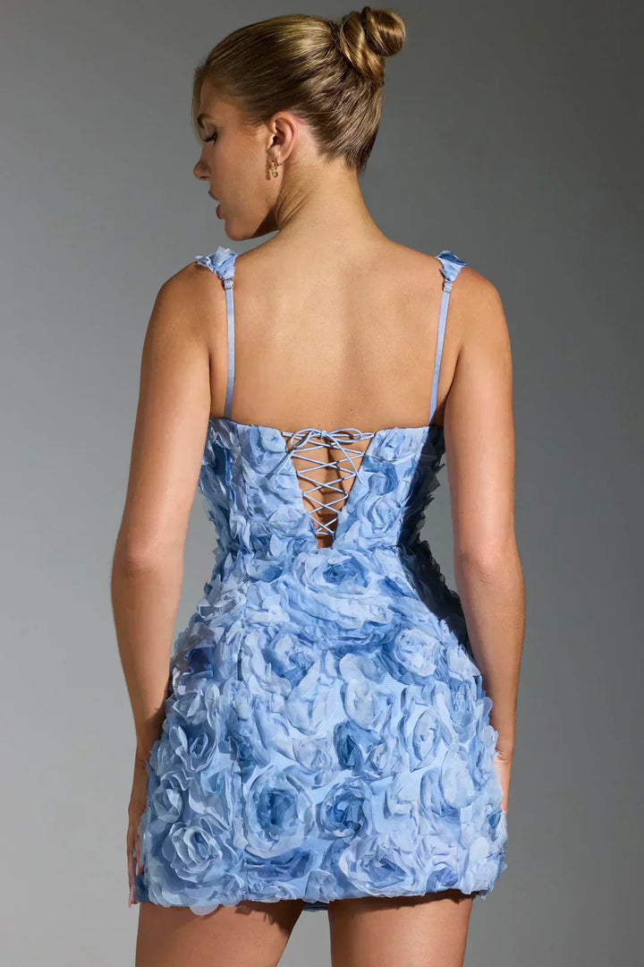 Vestido Minifalda com Corpete Florido - Fleur