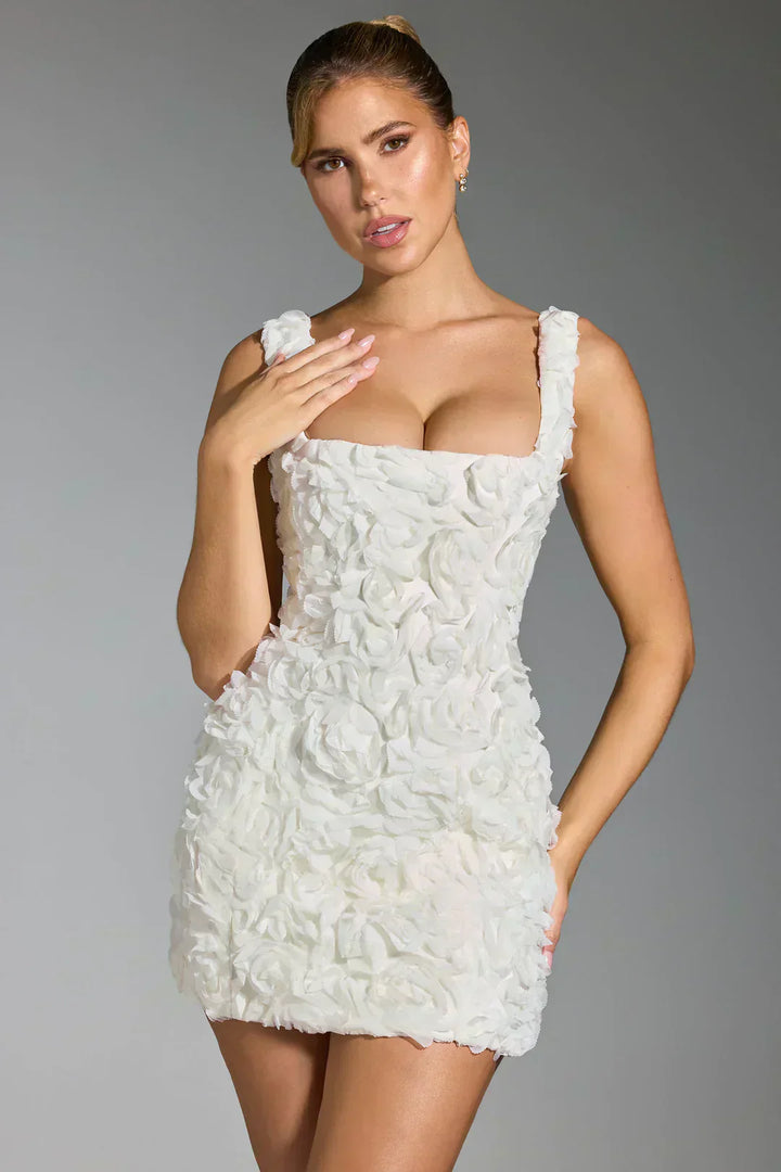 Vestido Minifalda com Corpete Florido - Fleur