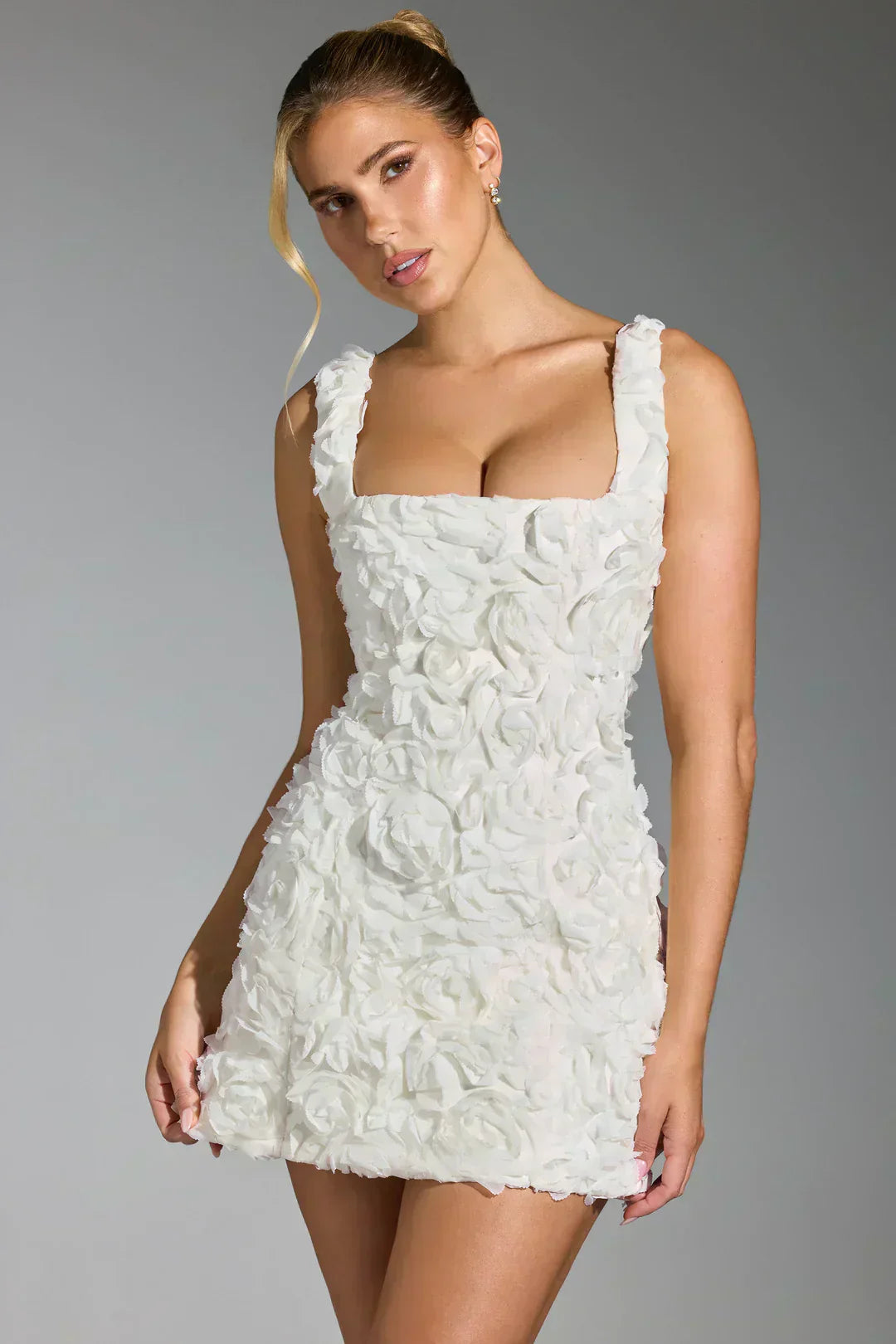 Vestido Minifalda com Corpete Florido - Fleur