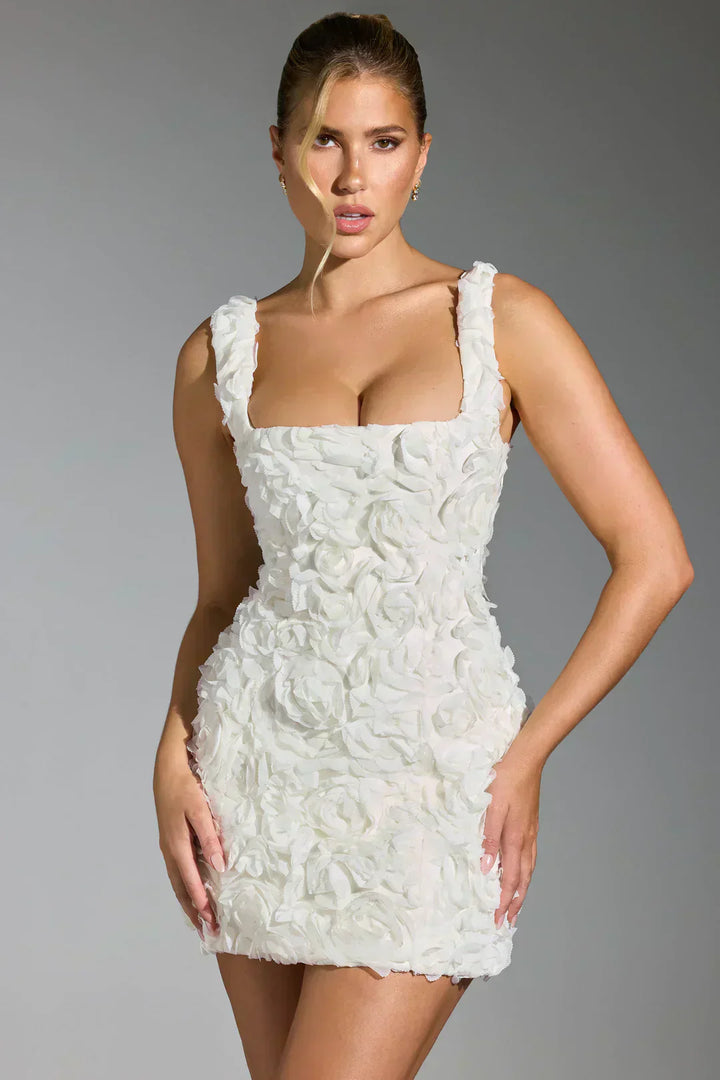 Vestido Minifalda com Corpete Florido - Fleur