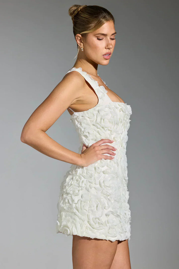 Vestido Minifalda com Corpete Florido - Fleur