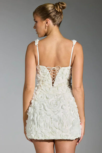 Vestido Minifalda com Corpete Florido - Fleur