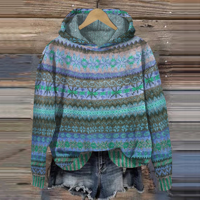 Warm Ladies Hoodie with Pattern – Freya