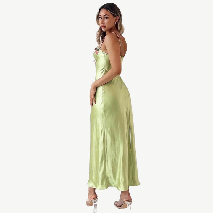 Vestido de cetim luxuoso - Celeste