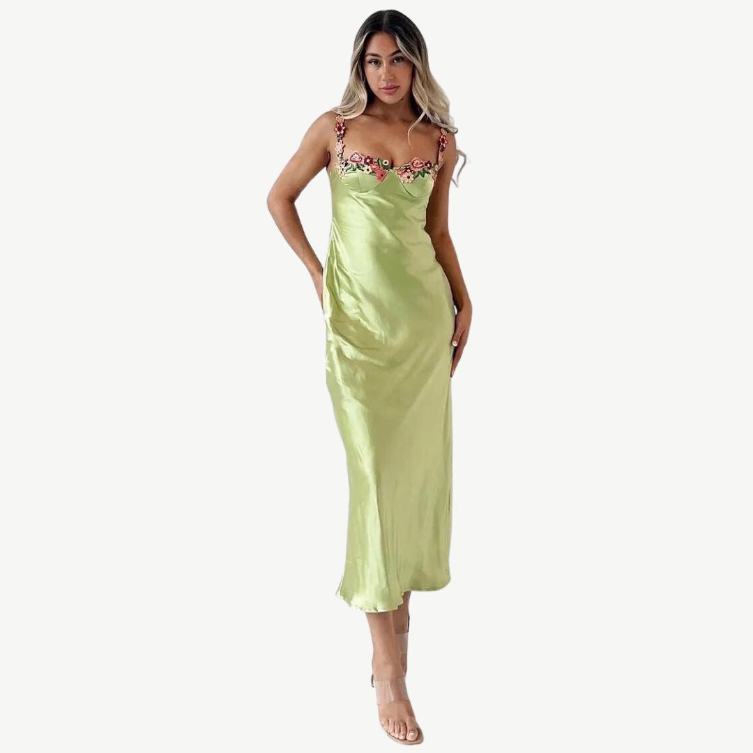 Vestido de cetim luxuoso - Celeste