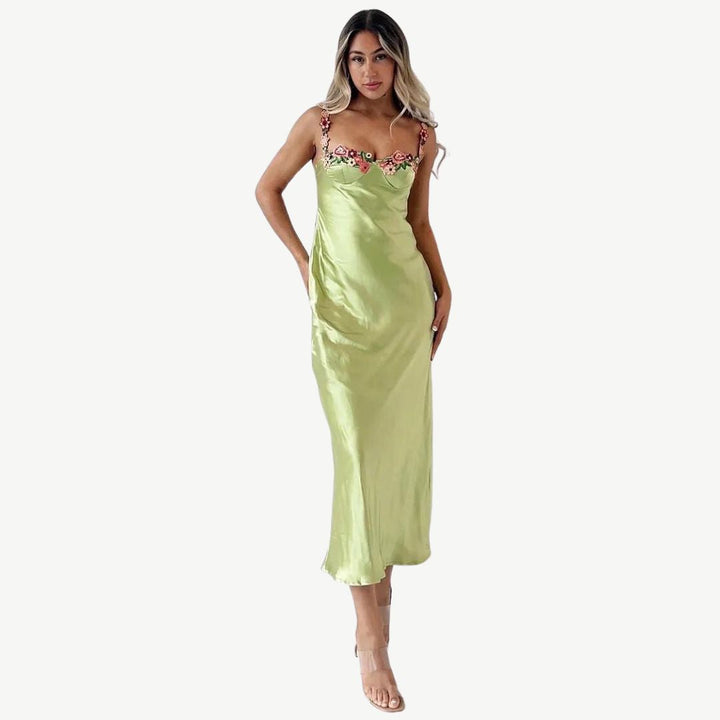 Vestido de cetim luxuoso - Celeste