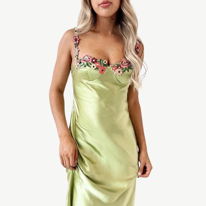 Vestido de cetim luxuoso - Celeste