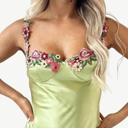 Vestido de cetim luxuoso - Celeste