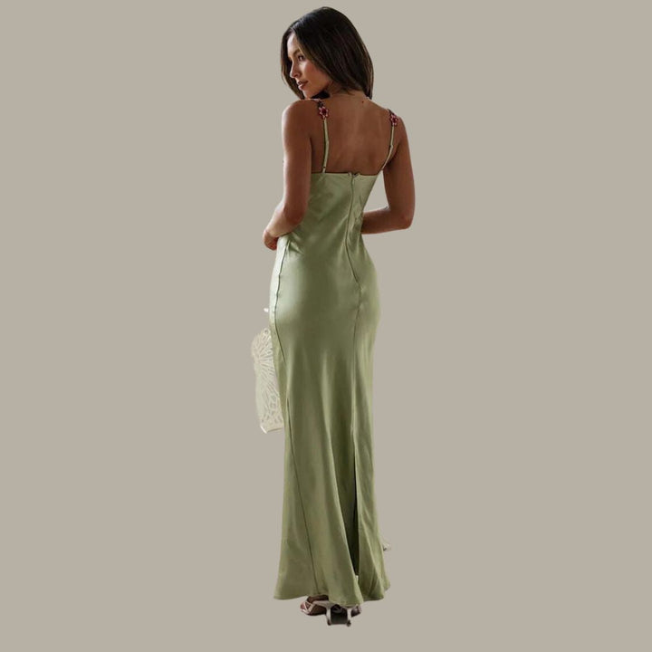 Vestido de cetim luxuoso - Celeste