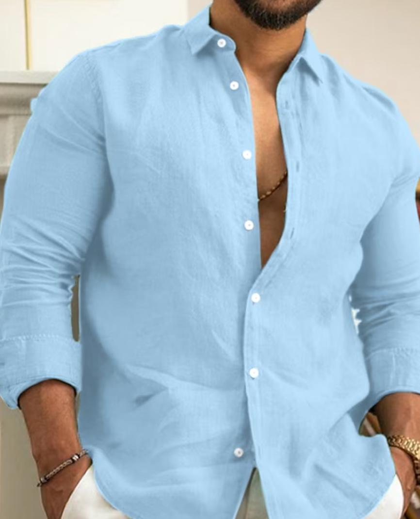 Camisa de linho moderna para homens - Leon