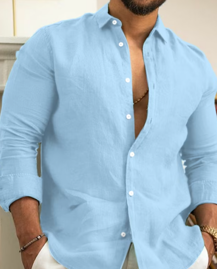 Camisa de linho moderna para homens - Leon