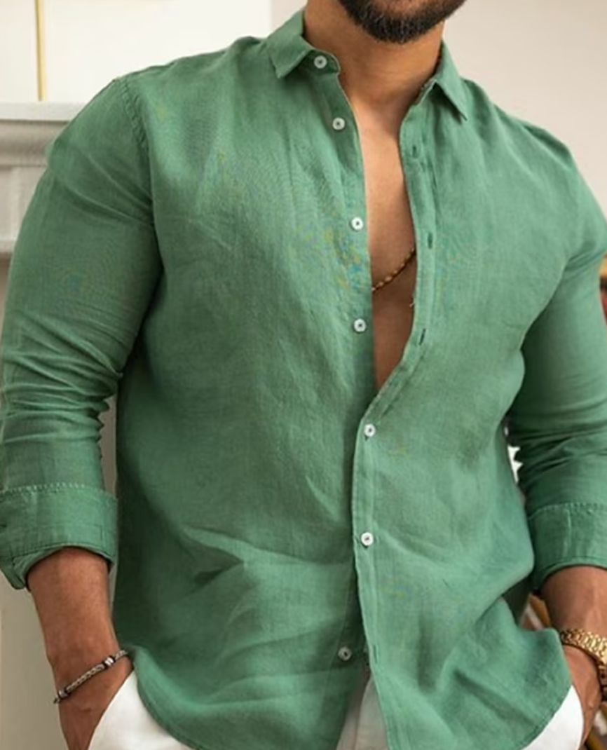 Camisa de linho moderna para homens - Leon