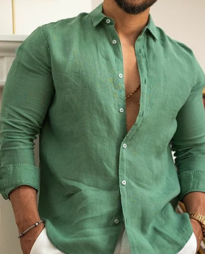 Camisa de linho moderna para homens - Leon