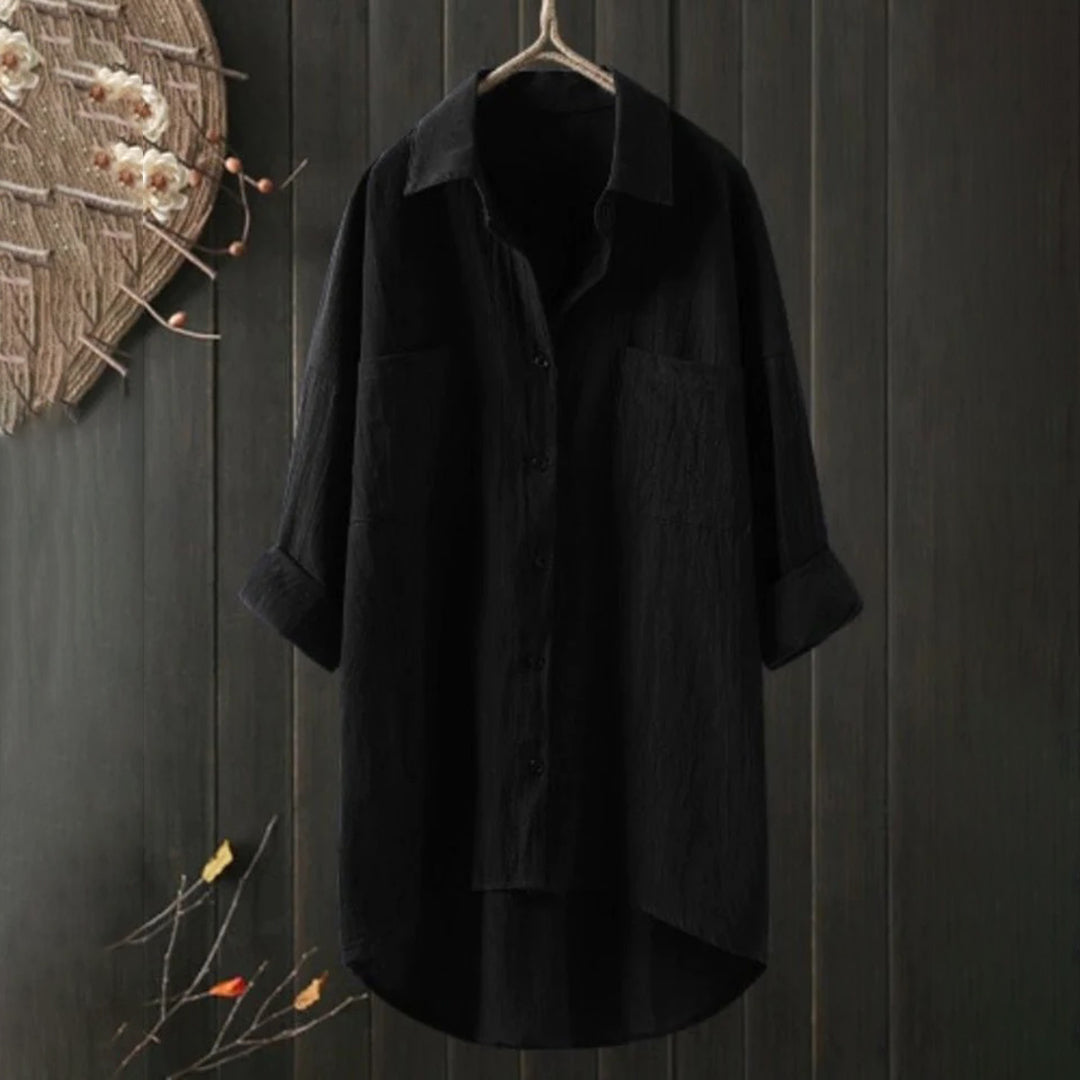 Lightweight Ladies' Blouse with Long Sleeves and Front Pockets – Selene