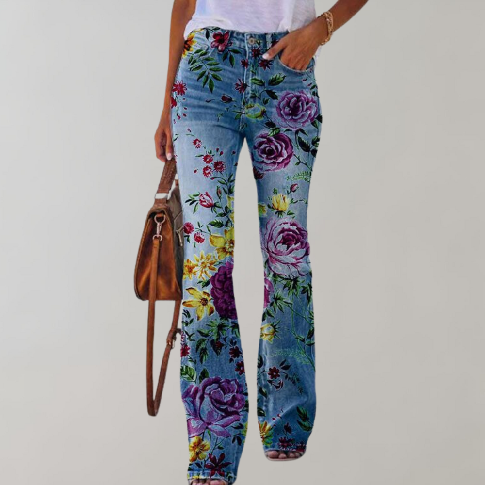 Jeans flare com botões - Rosa