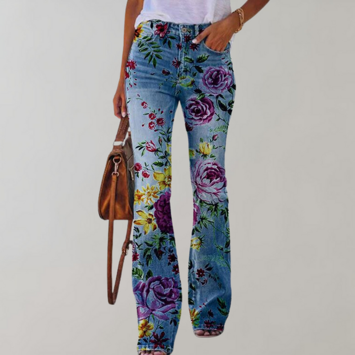 Jeans flare com botões - Rosa