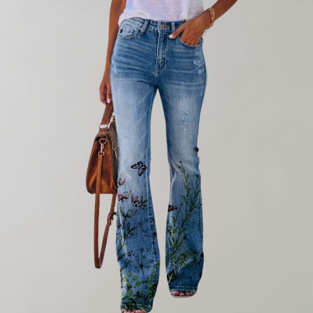 Jeans flare com botões - Rosa