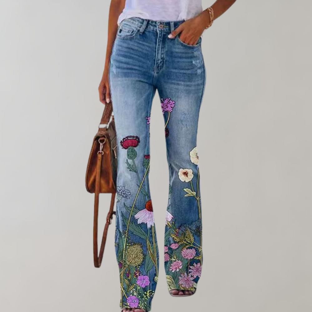 Jeans flare com botões - Rosa