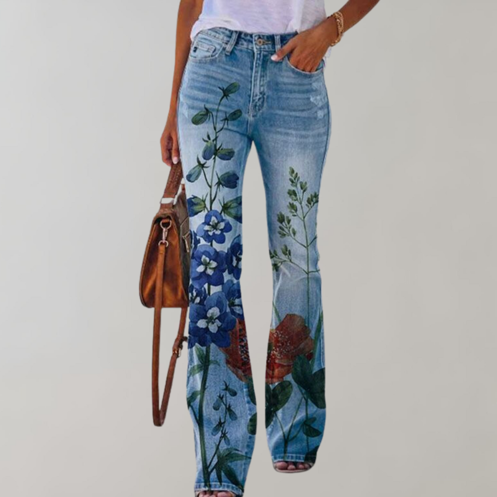 Jeans flare com botões - Rosa