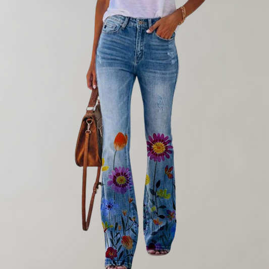Jeans flare com botões - Rosa