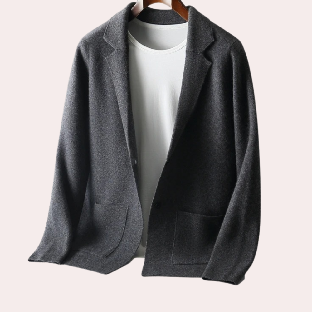 100% Wool Blazer with Notched Lapel and Front Pockets – Ewan