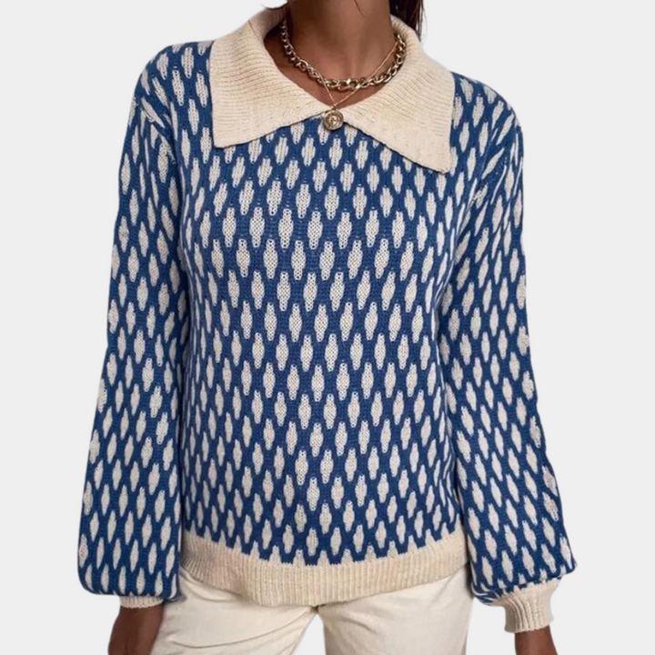 Knitted Women's Sweater with Collar – Solveig