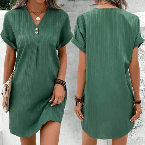 Vestido elegante com decote em V - BreezeElegance