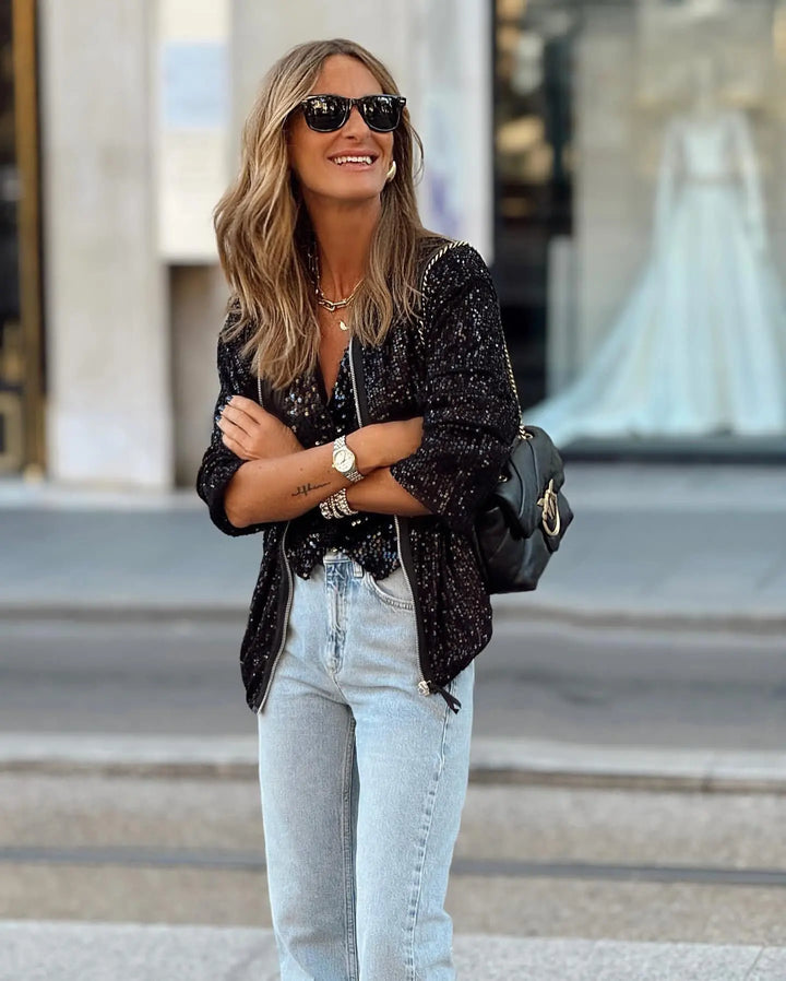 Blazers de paetês femininos da moda para a primavera e eventos – Soraya