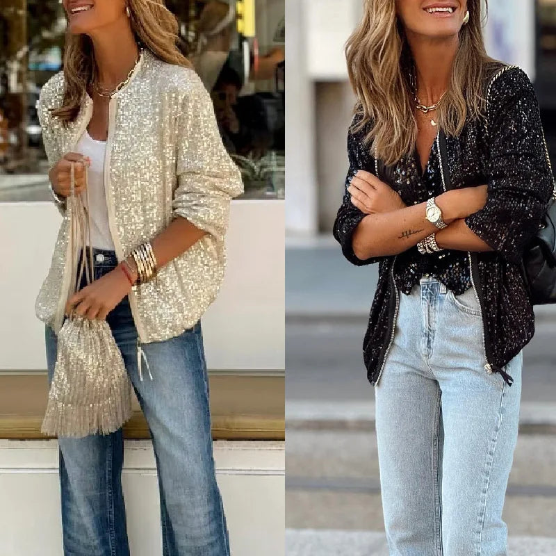 Blazers de paetês femininos da moda para a primavera e eventos – Soraya