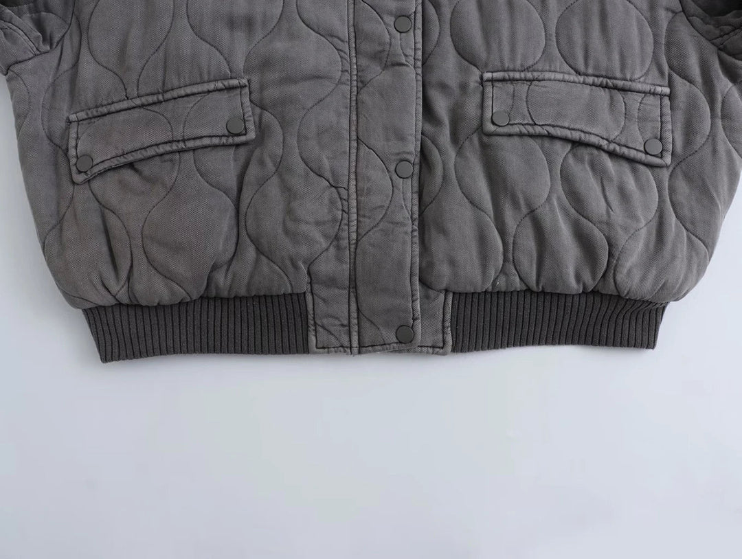 Jaqueta Bomber Oversized Feminina Cinza - Alexa