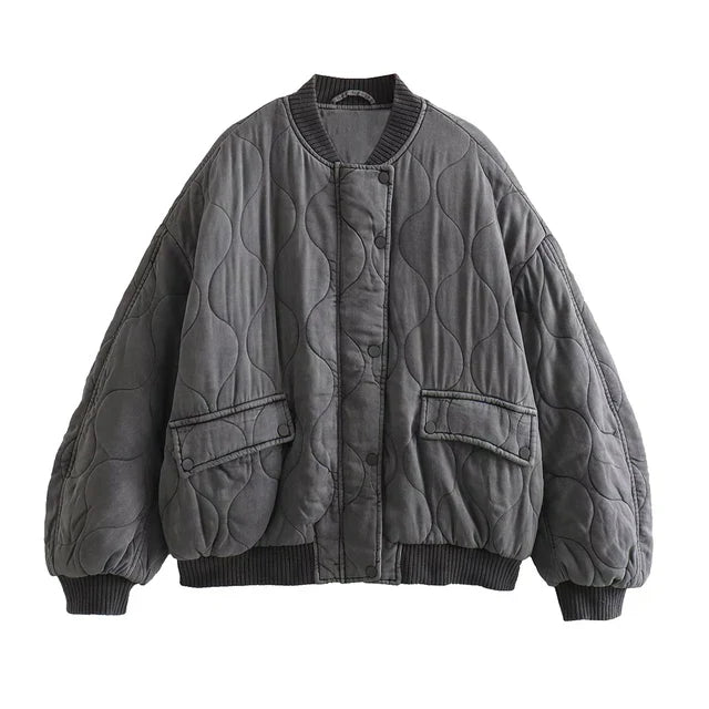 Jaqueta Bomber Oversized Feminina Cinza - Alexa