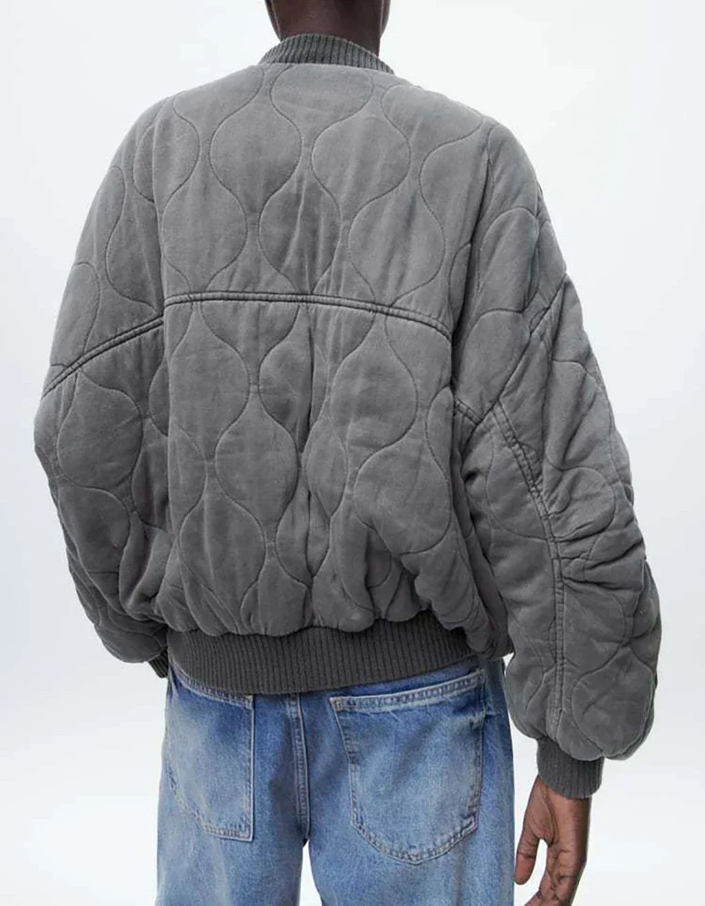 Jaqueta Bomber Oversized Feminina Cinza - Alexa