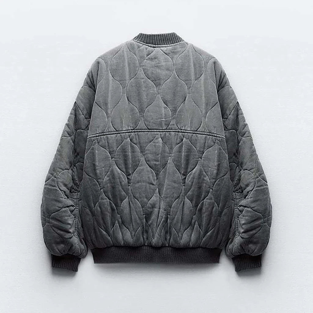 Jaqueta Bomber Oversized Feminina Cinza - Alexa