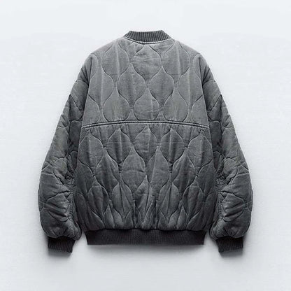 Jaqueta Bomber Oversized Feminina Cinza - Alexa