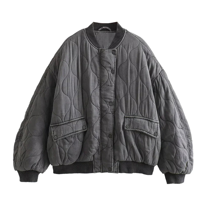 Jaqueta Bomber Oversized Feminina Cinza - Alexa