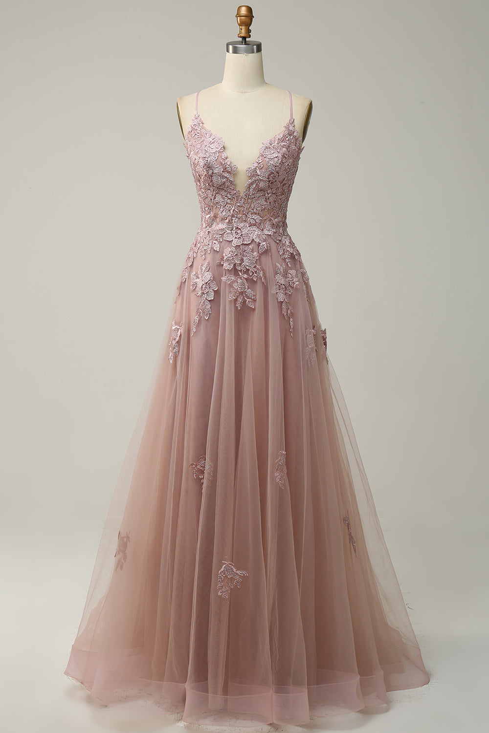 Vestido de baile em linha A azul cinza estiloso - Emilia