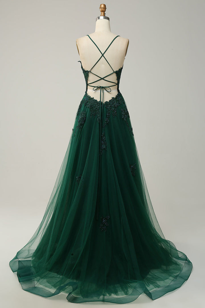 Vestido de baile em linha A azul cinza estiloso - Emilia