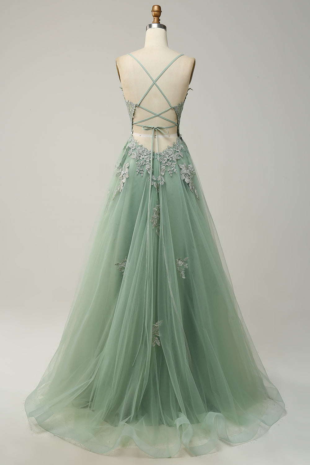 Vestido de baile em linha A azul cinza estiloso - Emilia