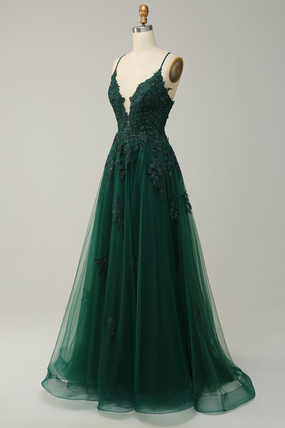 Vestido de baile em linha A azul cinza estiloso - Emilia