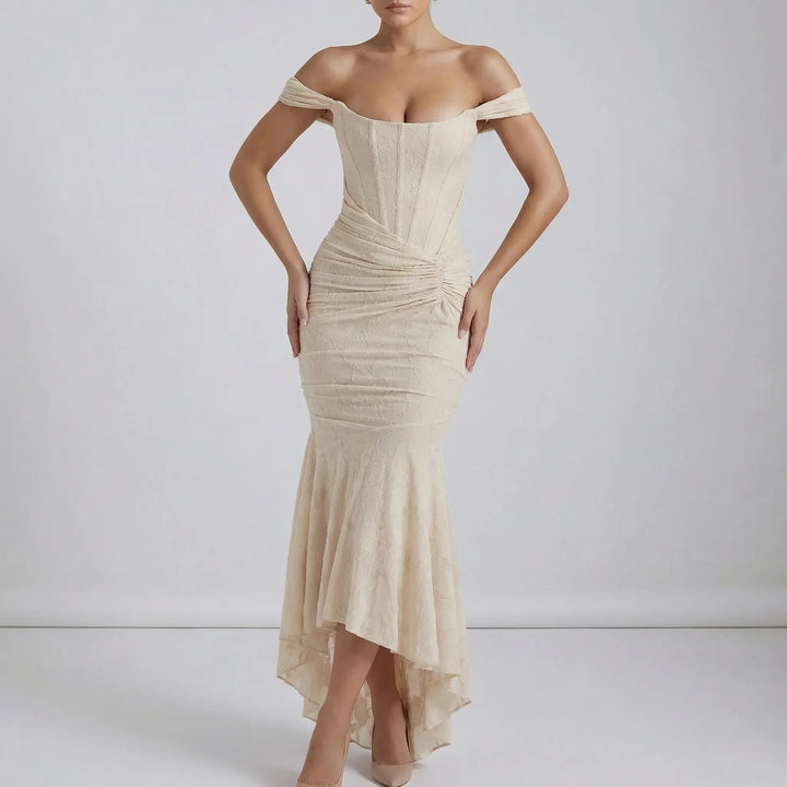 Gerafftes Schulterfreies Kleid - Linda